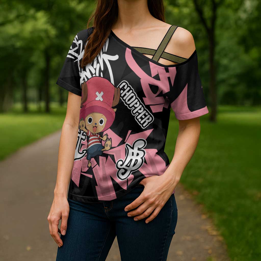 Tony Tony Chopper One Piece Cross Shoulder Shirt Graffiti Street Art Anime Collage