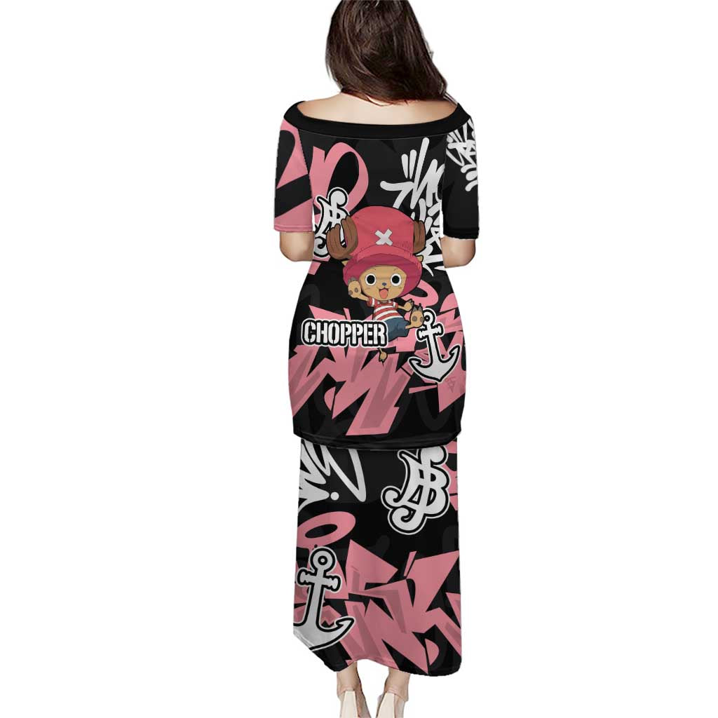 Tony Tony Chopper One Piece Family Matching Puletasi and Hawaiian Shirt Graffiti Street Art Anime Collage