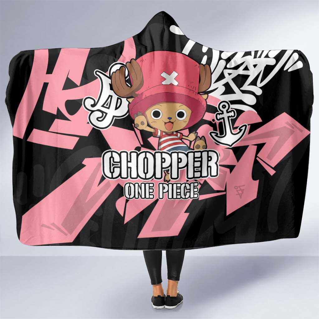 Tony Tony Chopper One Piece Hooded Blanket Graffiti Street Art Anime Collage