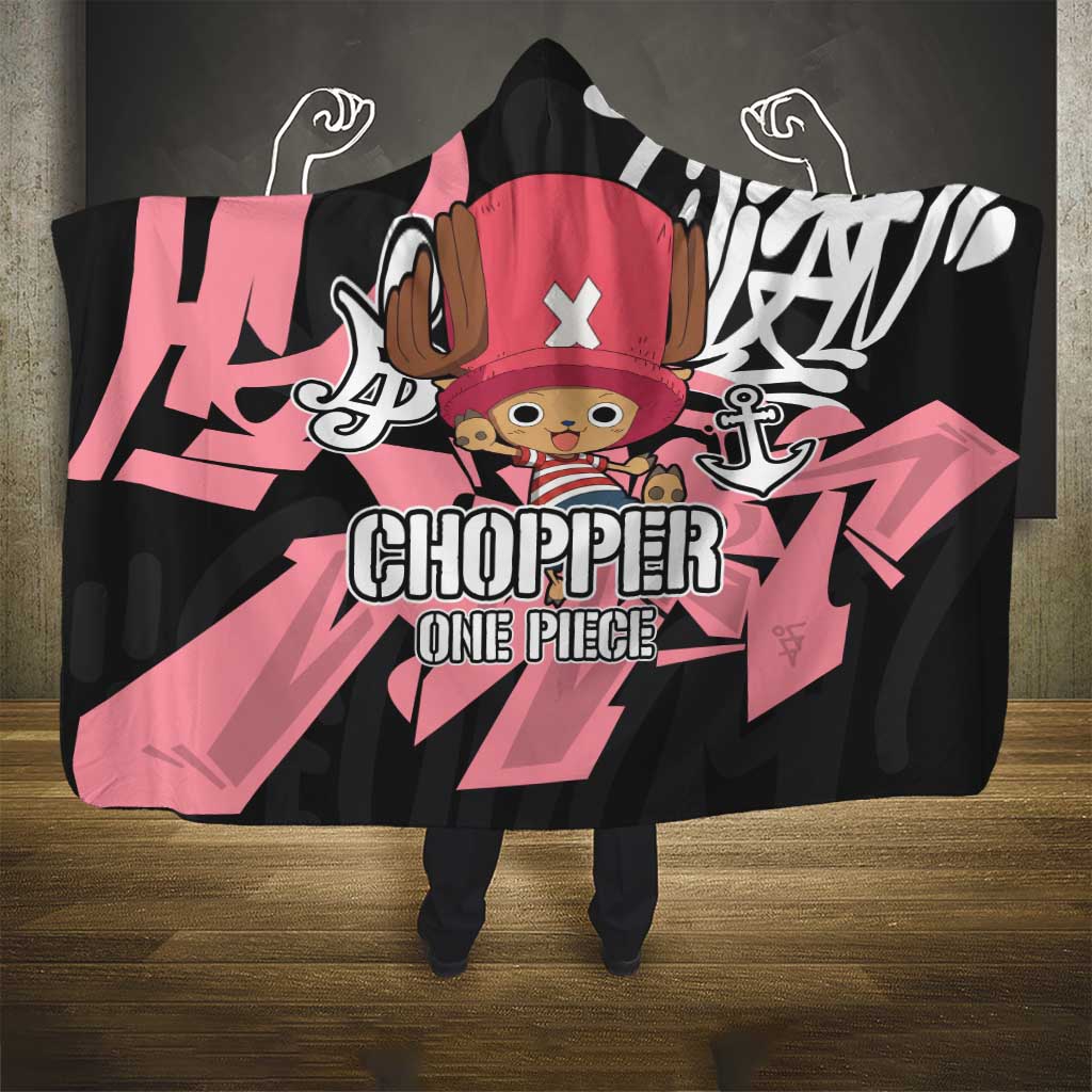 Tony Tony Chopper One Piece Hooded Blanket Graffiti Street Art Anime Collage