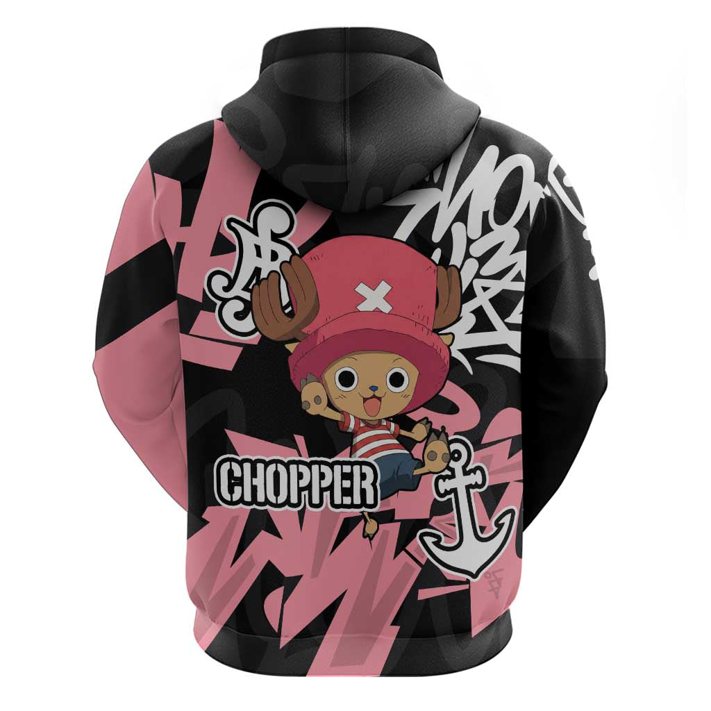Tony Tony Chopper One Piece Hoodie Graffiti Street Art Anime Collage