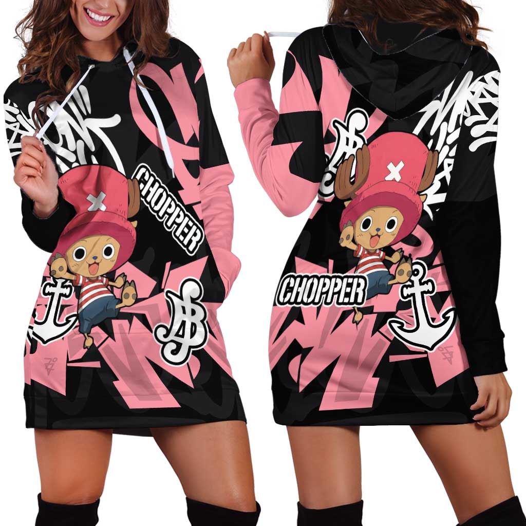 Tony Tony Chopper One Piece Hoodie Dress Graffiti Street Art Anime Collage