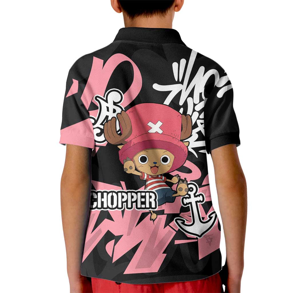 Tony Tony Chopper One Piece Kid Polo Shirt Graffiti Street Art Anime Collage