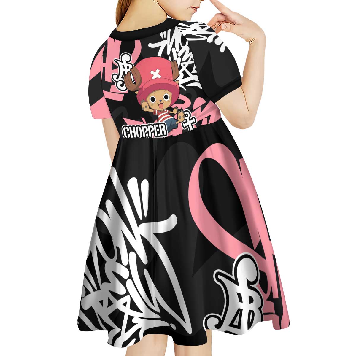 Tony Tony Chopper One Piece Kid Short Sleeve Dress Graffiti Street Art Anime Collage