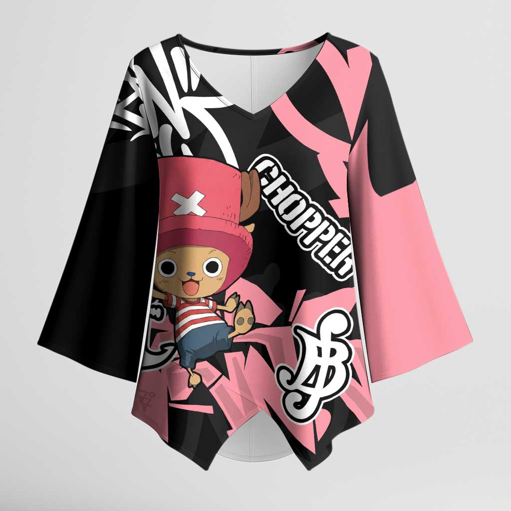 Tony Tony Chopper One Piece Kimono Sleeve Blouse Graffiti Street Art Anime Collage