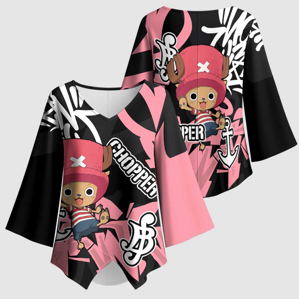 Tony Tony Chopper One Piece Kimono Sleeve Blouse Graffiti Street Art Anime Collage