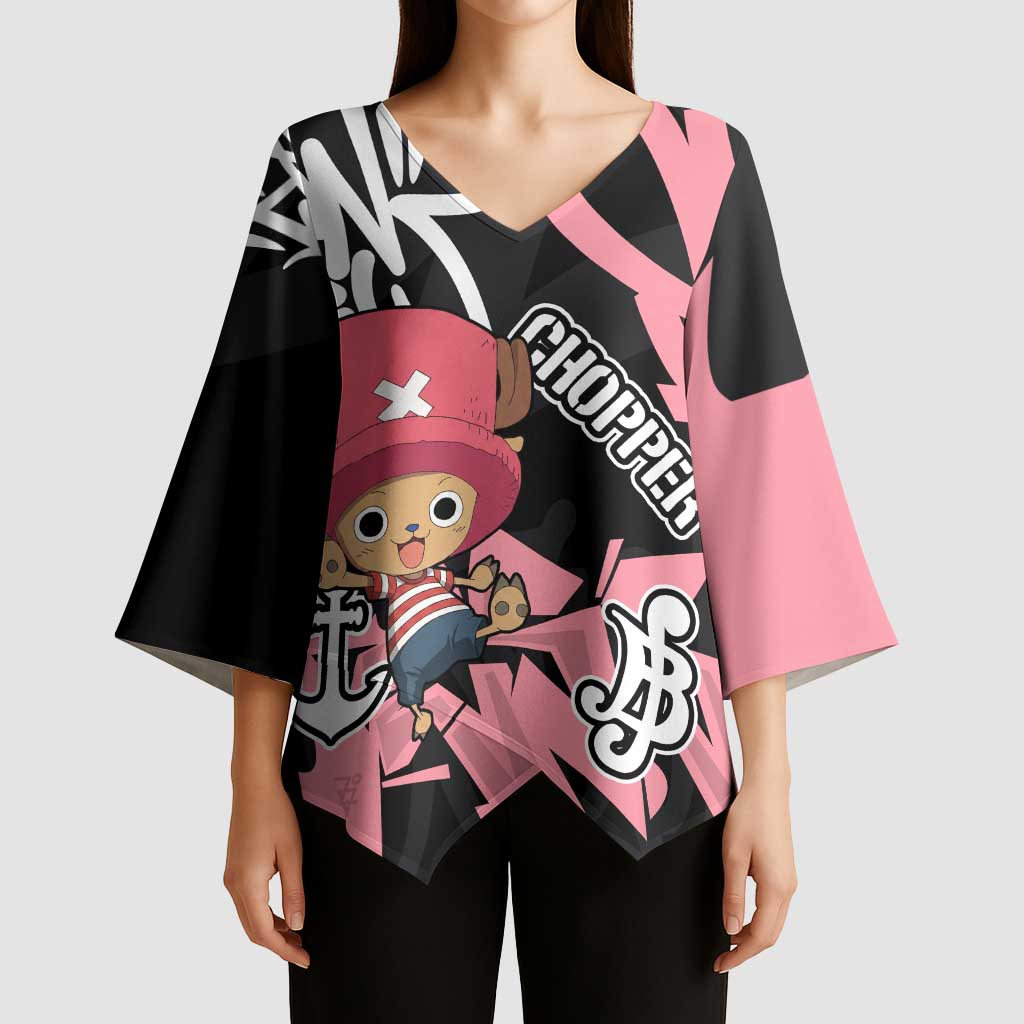 Tony Tony Chopper One Piece Kimono Sleeve Blouse Graffiti Street Art Anime Collage