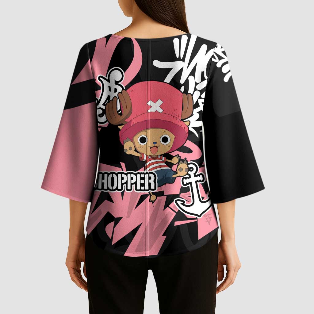 Tony Tony Chopper One Piece Kimono Sleeve Blouse Graffiti Street Art Anime Collage