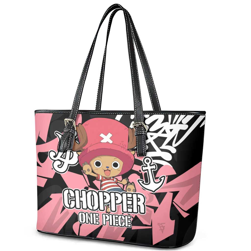 Tony Tony Chopper One Piece Leather Tote Bag Graffiti Street Art Anime Collage