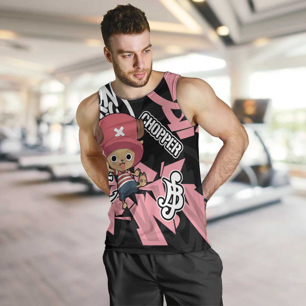Tony Tony Chopper One Piece Men Tank Top Graffiti Street Art Anime Collage