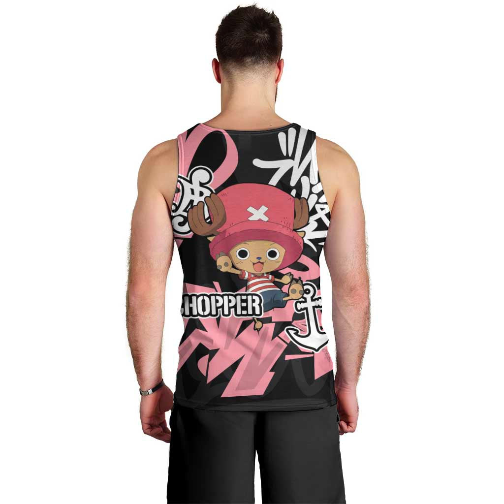Tony Tony Chopper One Piece Men Tank Top Graffiti Street Art Anime Collage