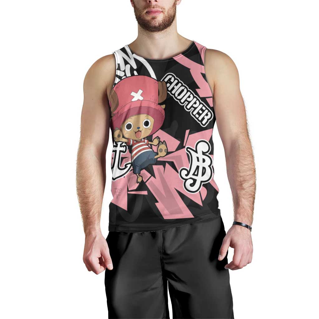 Tony Tony Chopper One Piece Men Tank Top Graffiti Street Art Anime Collage