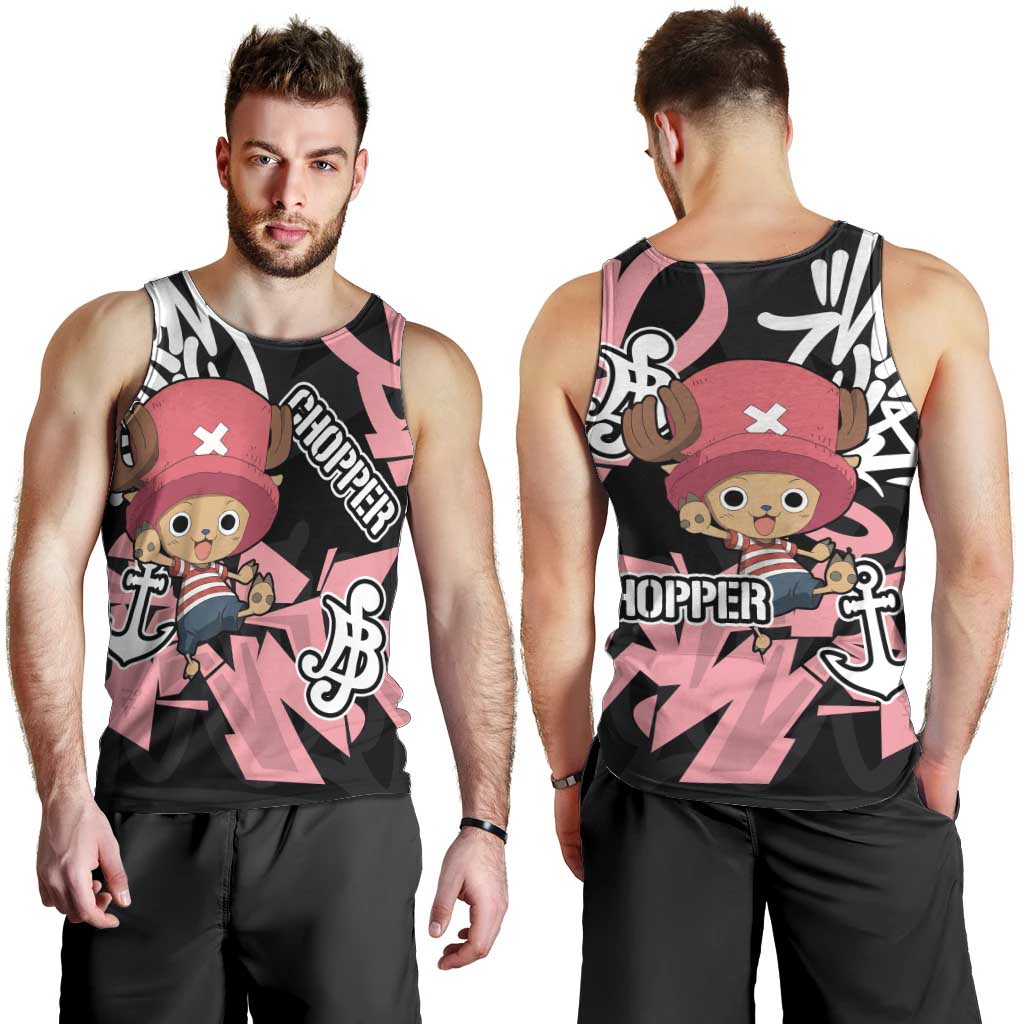 Tony Tony Chopper One Piece Men Tank Top Graffiti Street Art Anime Collage