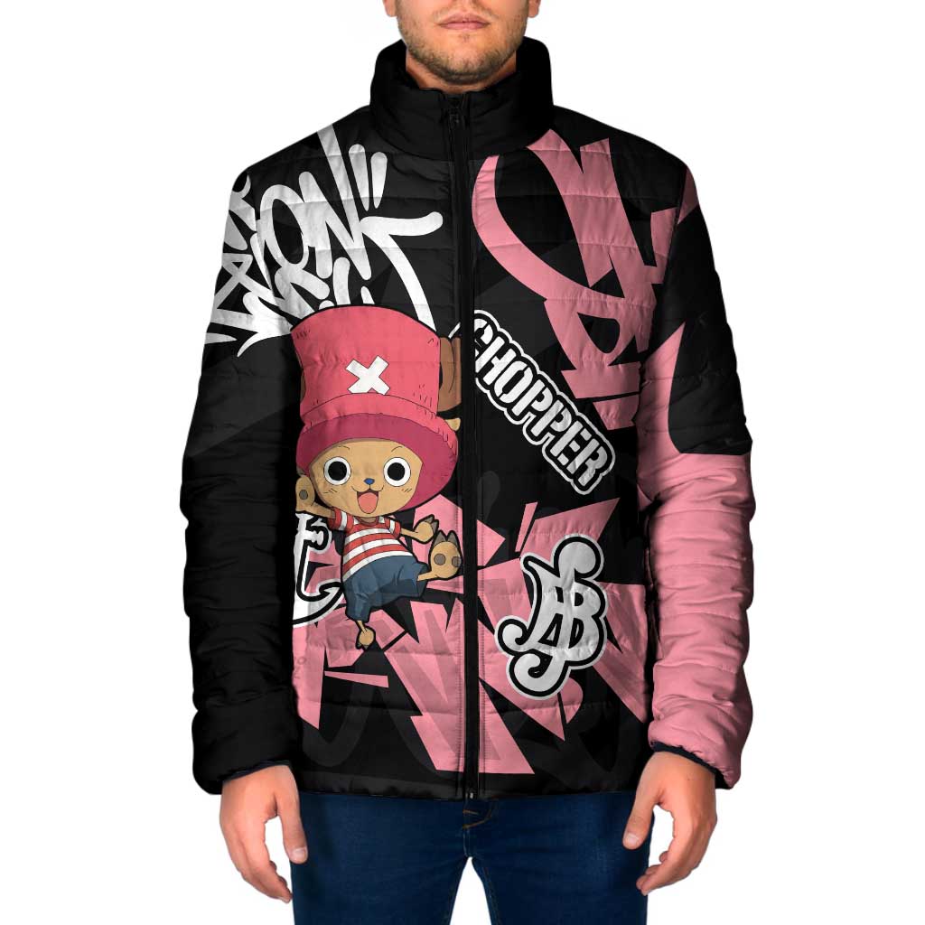 Tony Tony Chopper One Piece Padded Jacket Graffiti Street Art Anime Collage
