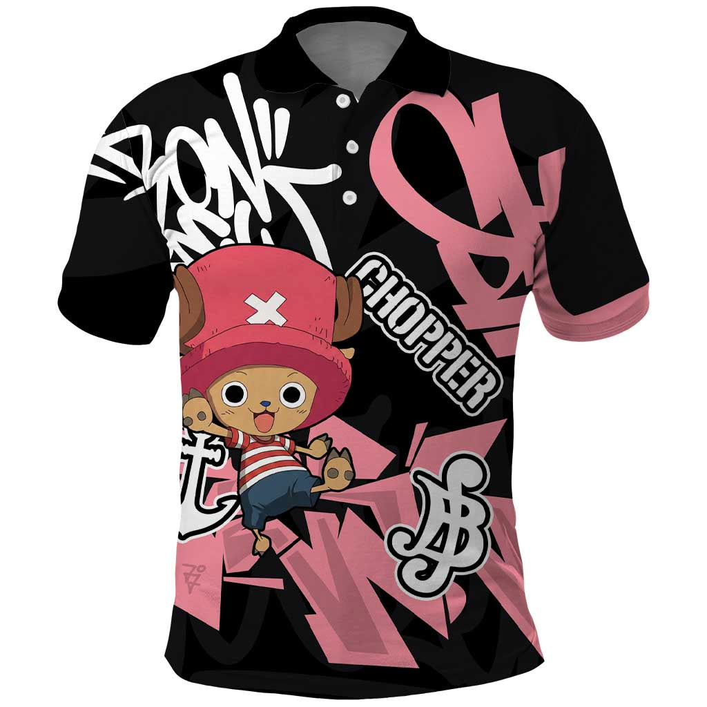 Tony Tony Chopper One Piece Polo Shirt Graffiti Street Art Anime Collage