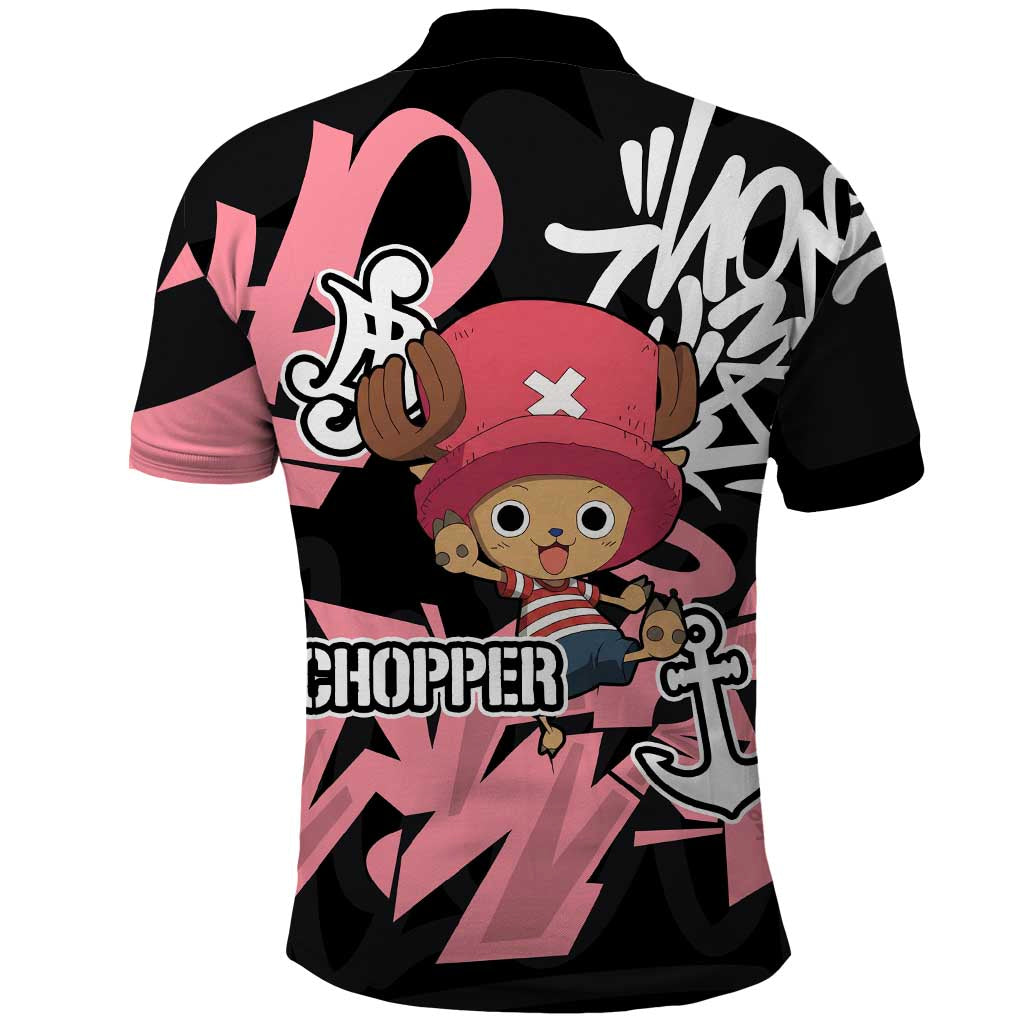 Tony Tony Chopper One Piece Polo Shirt Graffiti Street Art Anime Collage