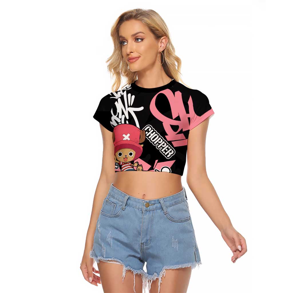 Tony Tony Chopper One Piece Raglan Cropped T Shirt Graffiti Street Art Anime Collage