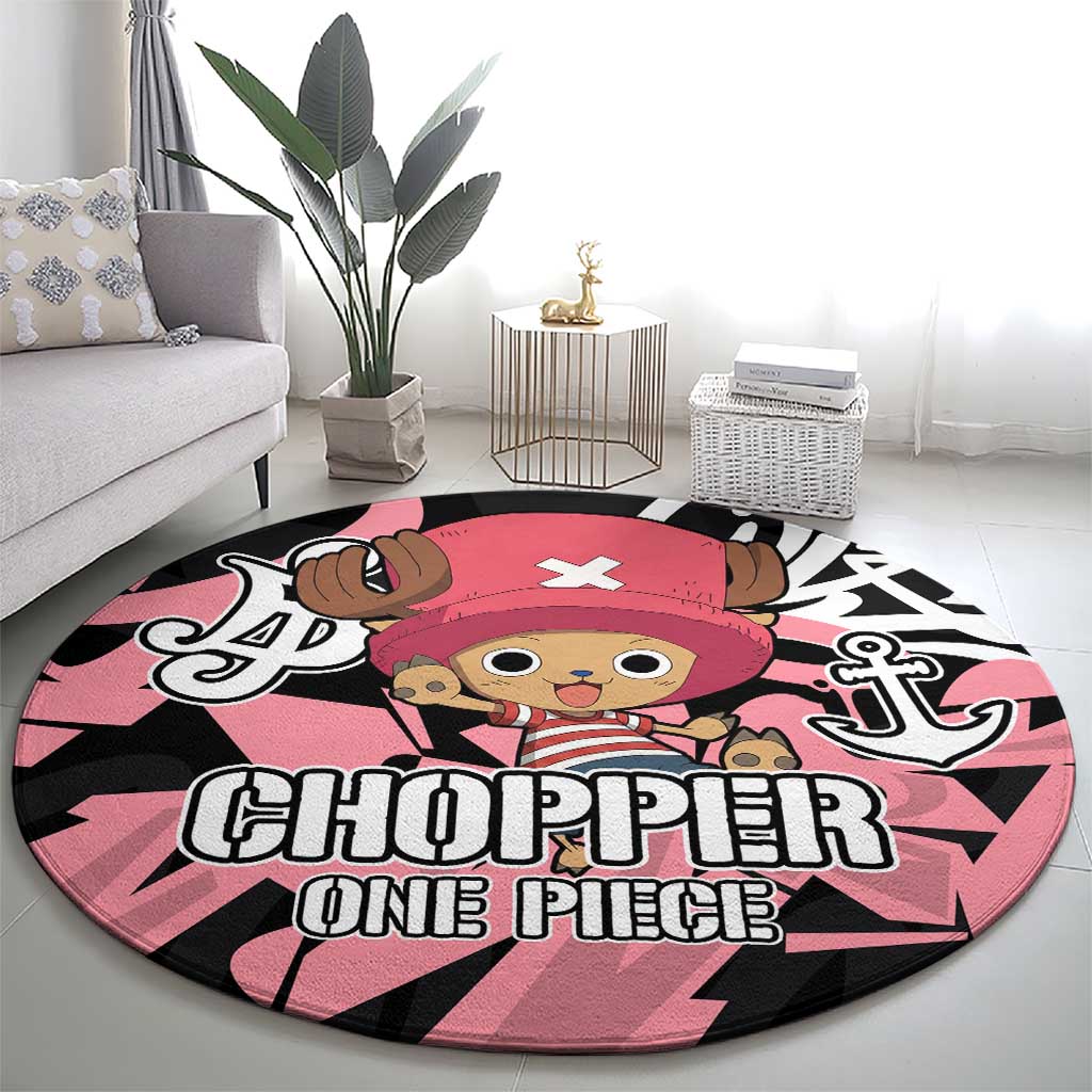 Tony Tony Chopper One Piece Round Carpet Graffiti Street Art Anime Collage