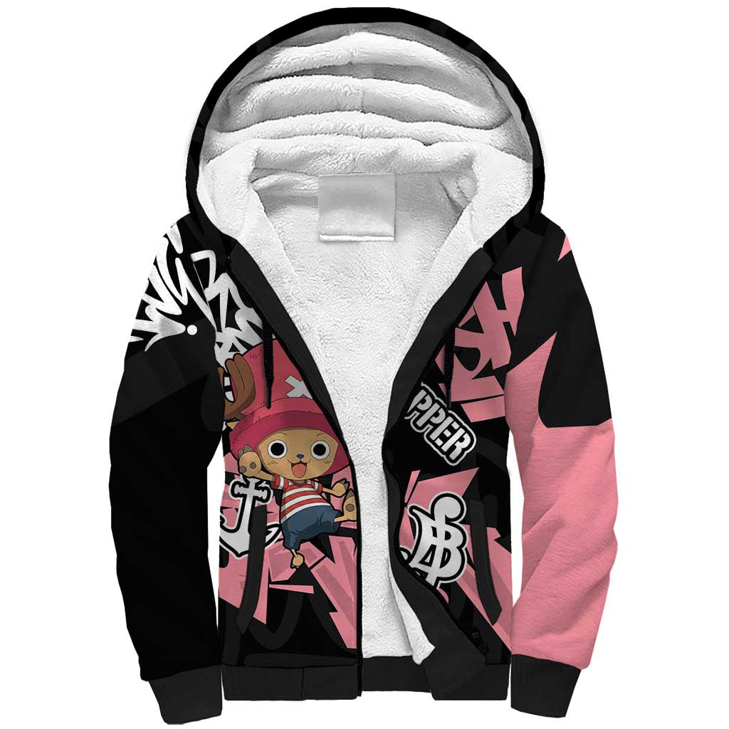 Tony Tony Chopper One Piece Sherpa Hoodie Graffiti Street Art Anime Collage