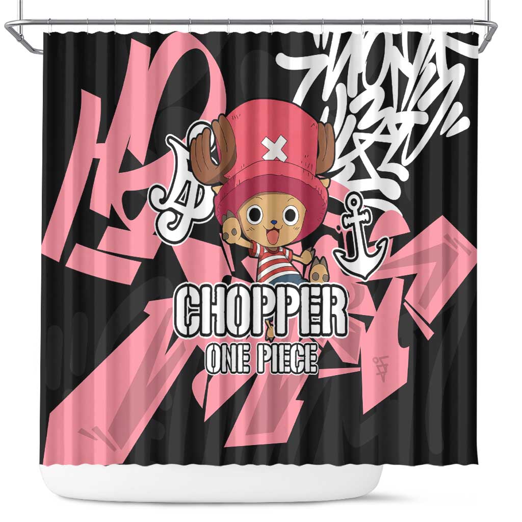 Tony Tony Chopper One Piece Shower Curtain Graffiti Street Art Anime Collage