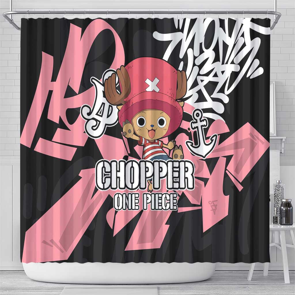 Tony Tony Chopper One Piece Shower Curtain Graffiti Street Art Anime Collage