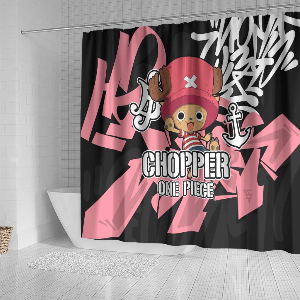 Tony Tony Chopper One Piece Shower Curtain Graffiti Street Art Anime Collage
