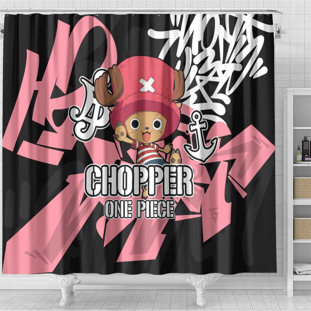 Tony Tony Chopper One Piece Shower Curtain Graffiti Street Art Anime Collage
