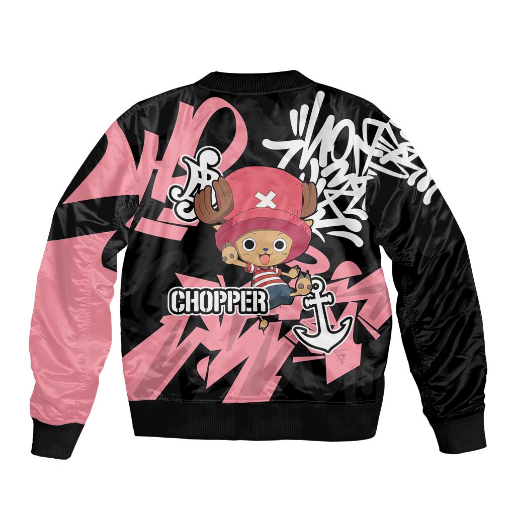 Tony Tony Chopper One Piece Sleeve Zip Bomber Jacket Graffiti Street Art Anime Collage