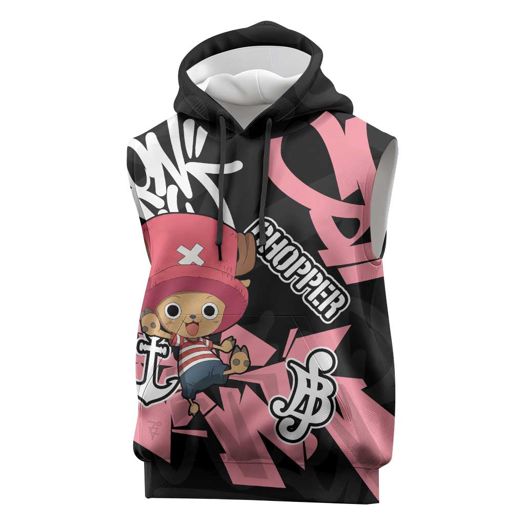 Tony Tony Chopper One Piece Sleeveless Hoodie Graffiti Street Art Anime Collage