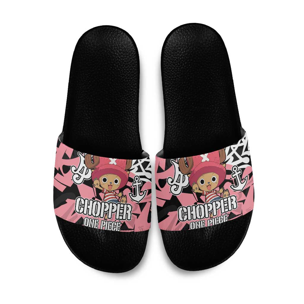 Tony Tony Chopper One Piece Slide Sandals Graffiti Street Art Anime Collage
