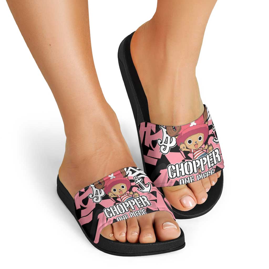 Tony Tony Chopper One Piece Slide Sandals Graffiti Street Art Anime Collage