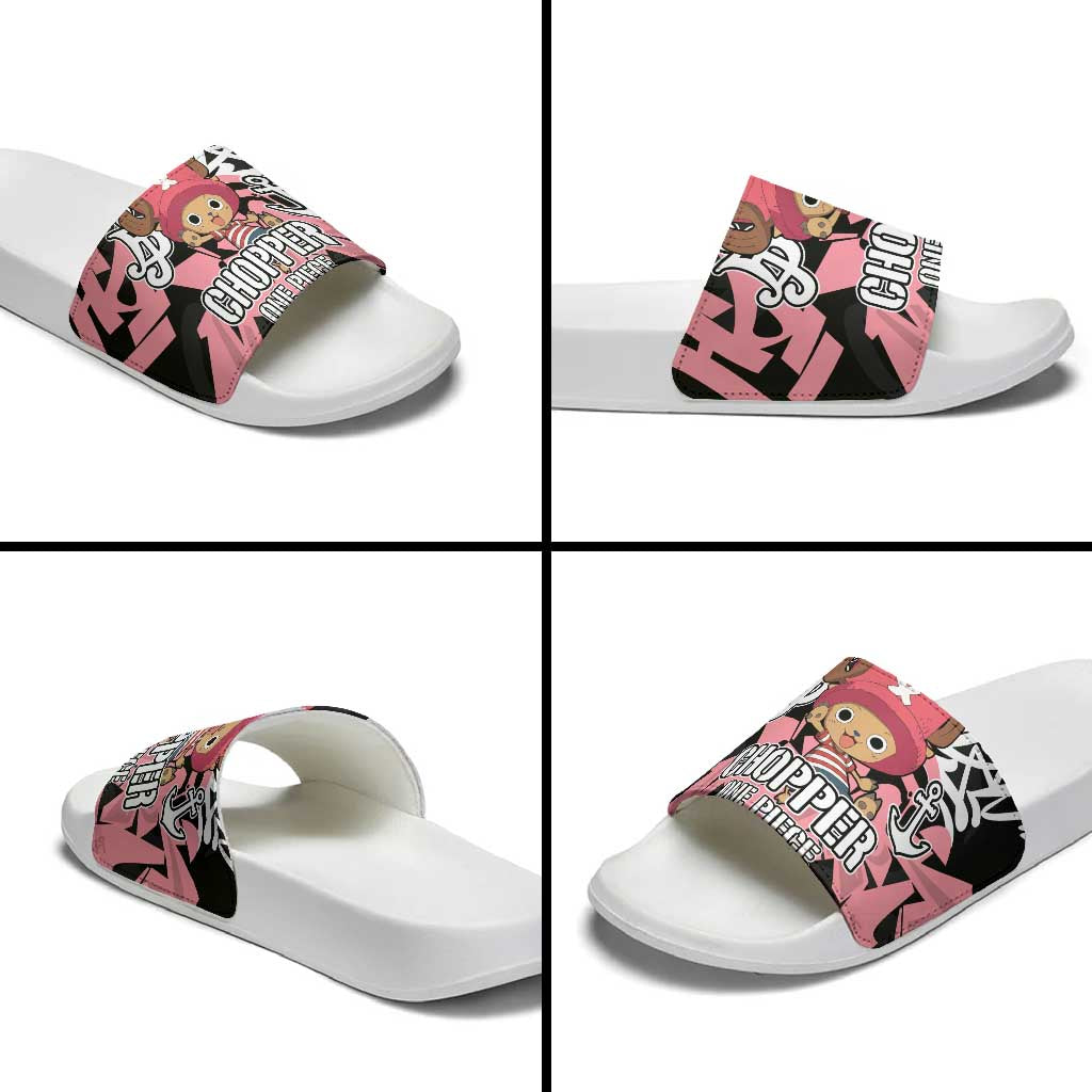 Tony Tony Chopper One Piece Slide Sandals Graffiti Street Art Anime Collage