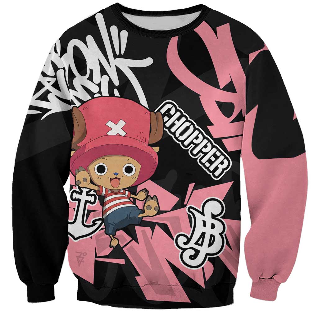 Tony Tony Chopper One Piece Sweatshirt Graffiti Street Art Anime Collage