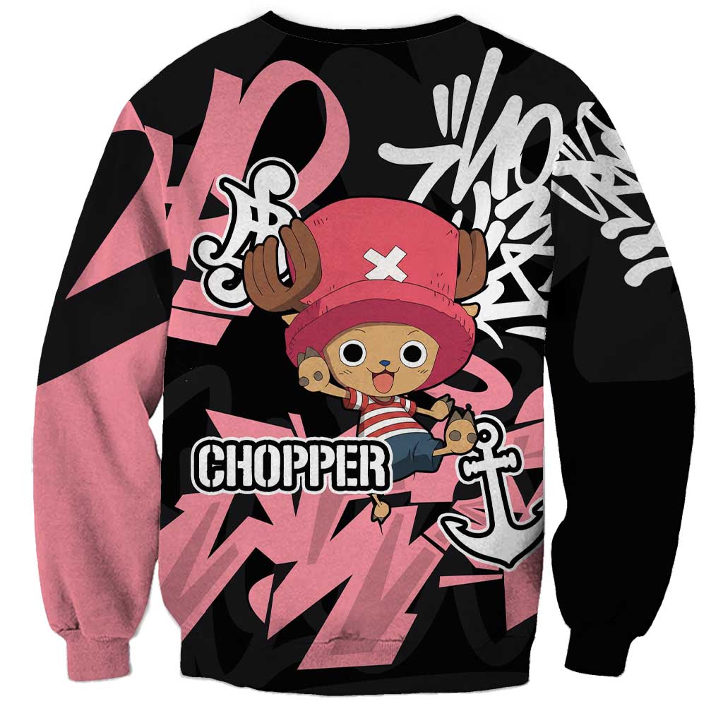 Tony Tony Chopper One Piece Sweatshirt Graffiti Street Art Anime Collage