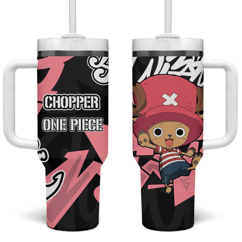 Tony Tony Chopper One Piece Tumbler With Handle Graffiti Street Art Anime Collage