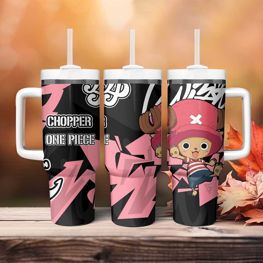 Tony Tony Chopper One Piece Tumbler With Handle Graffiti Street Art Anime Collage