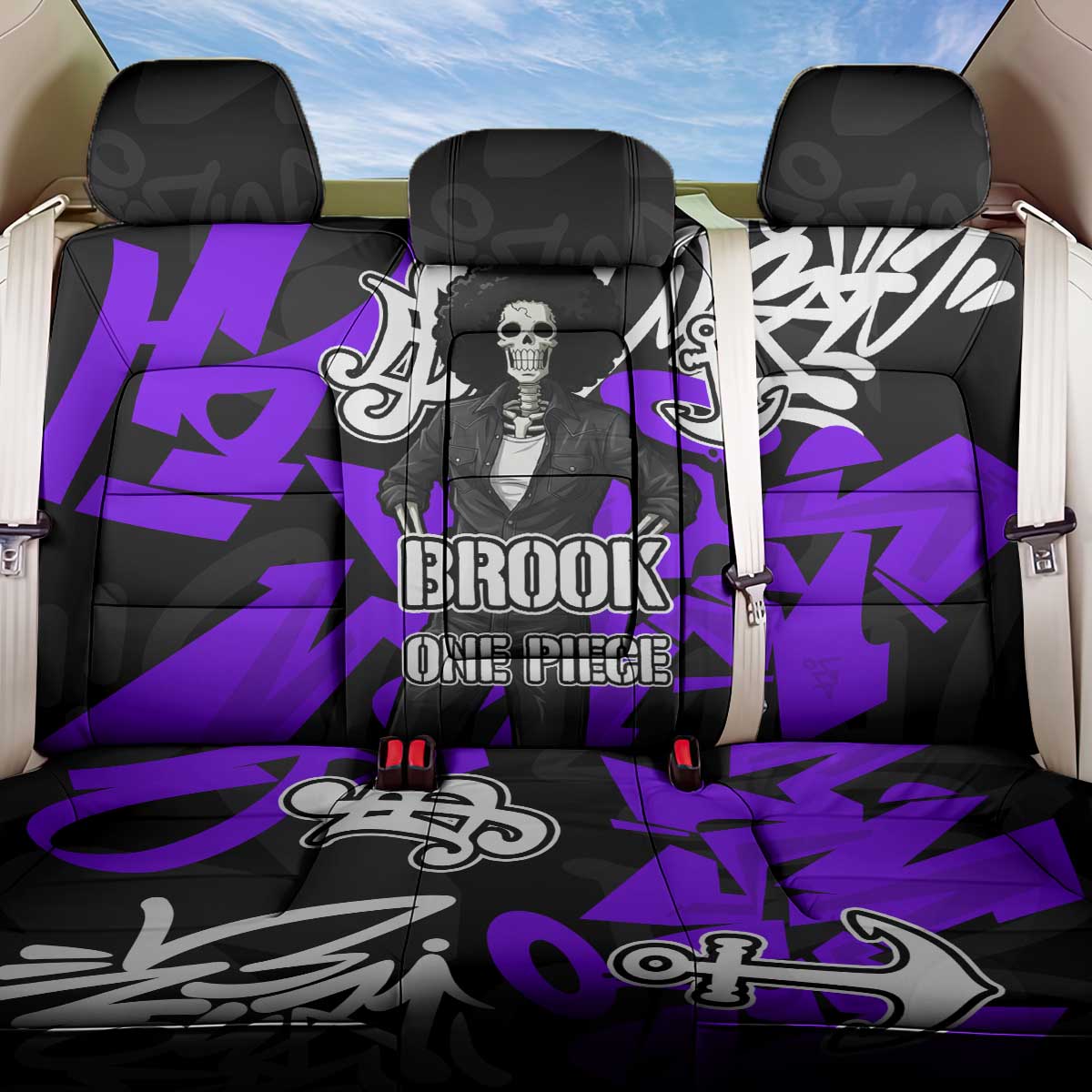 Brook One Piece Back Car Seat Cover Graffiti Street Art Anime Collage