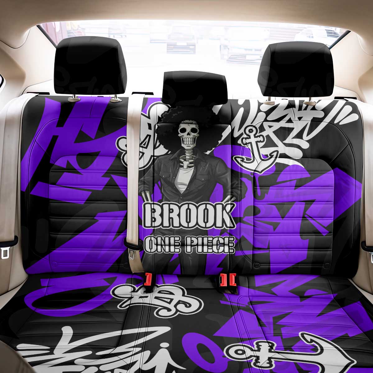 Brook One Piece Back Car Seat Cover Graffiti Street Art Anime Collage