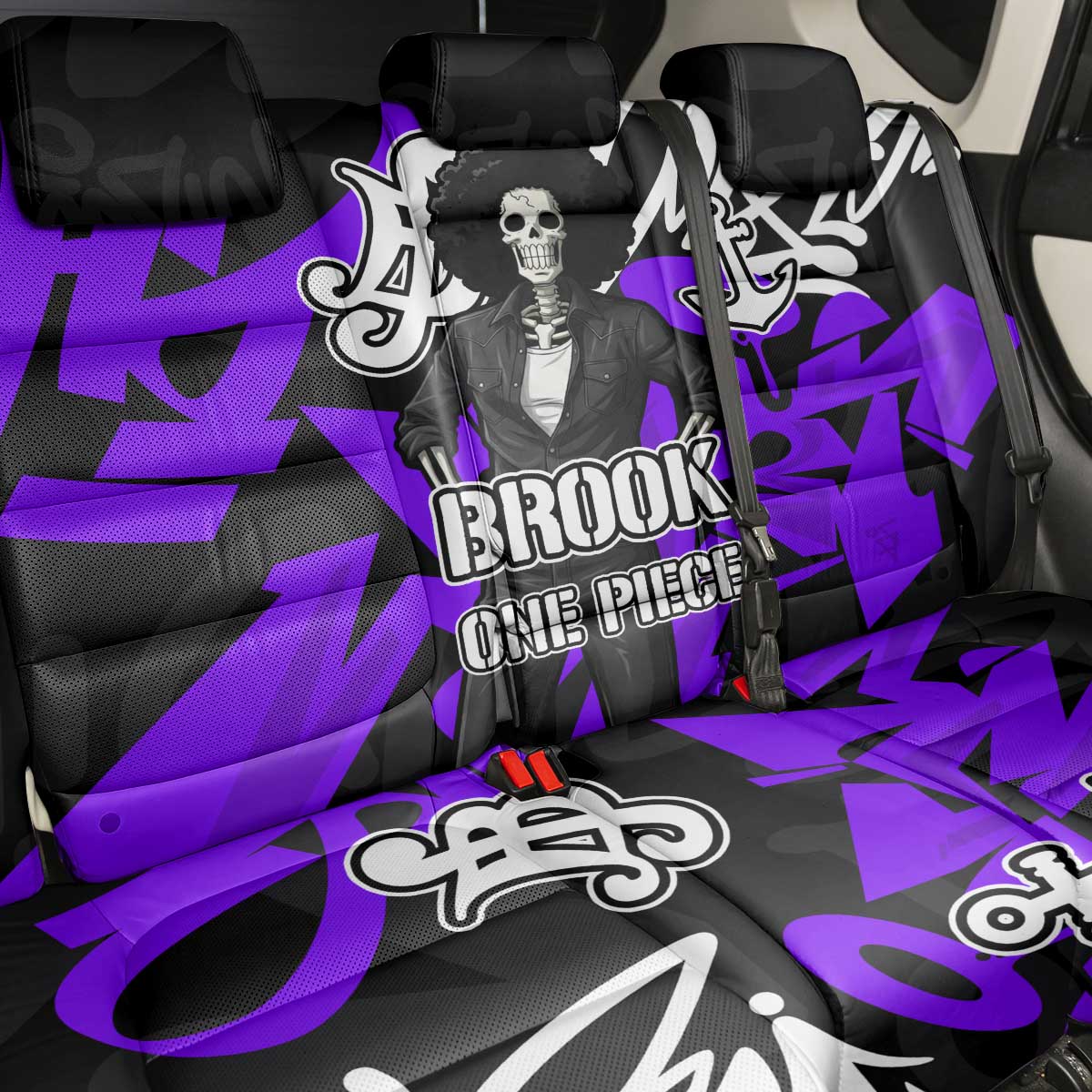Brook One Piece Back Car Seat Cover Graffiti Street Art Anime Collage