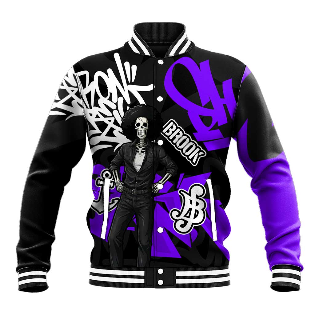 Brook One Piece Baseball Jacket Graffiti Street Art Anime Collage