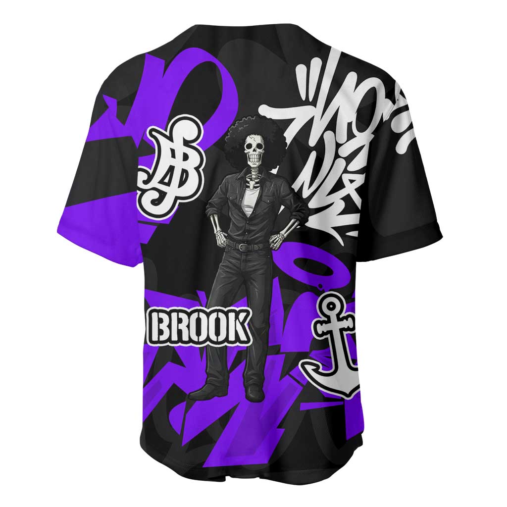 Brook One Piece Baseball Jersey Graffiti Street Art Anime Collage