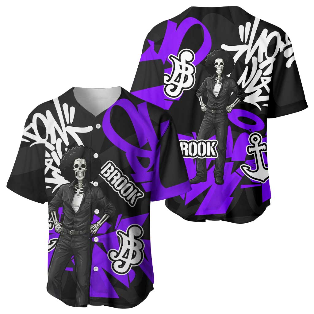 Brook One Piece Baseball Jersey Graffiti Street Art Anime Collage