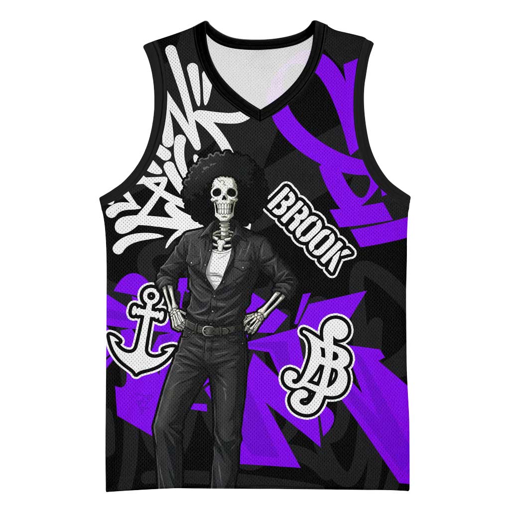 Brook One Piece Basketball Jersey Graffiti Street Art Anime Collage