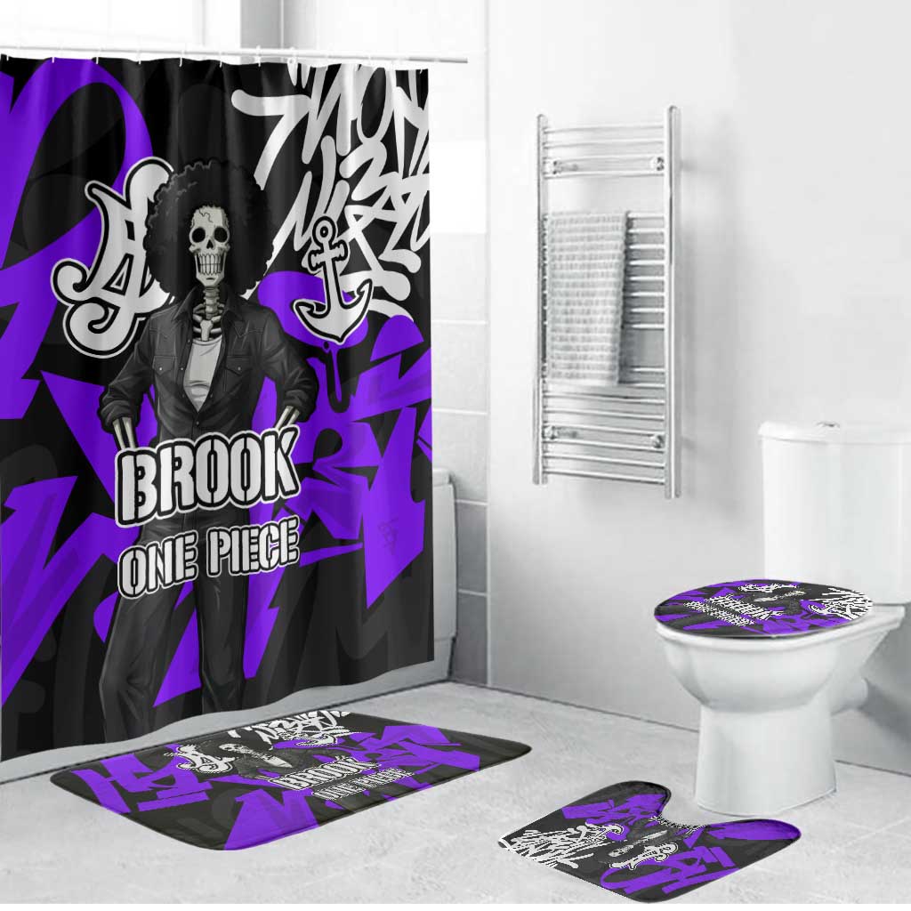 Brook One Piece Bathroom Set Graffiti Street Art Anime Collage