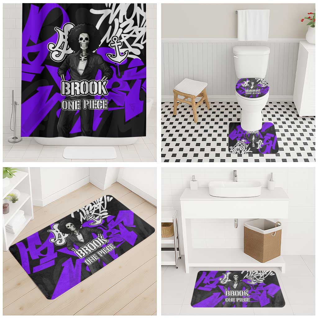 Brook One Piece Bathroom Set Graffiti Street Art Anime Collage