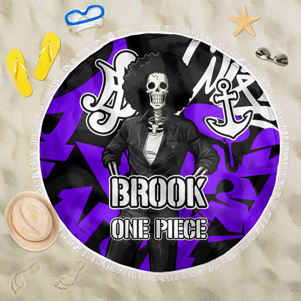 Brook One Piece Beach Blanket Graffiti Street Art Anime Collage
