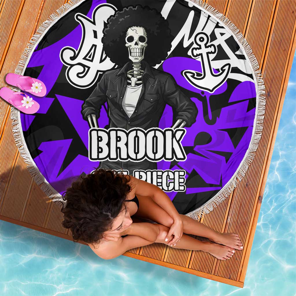 Brook One Piece Beach Blanket Graffiti Street Art Anime Collage