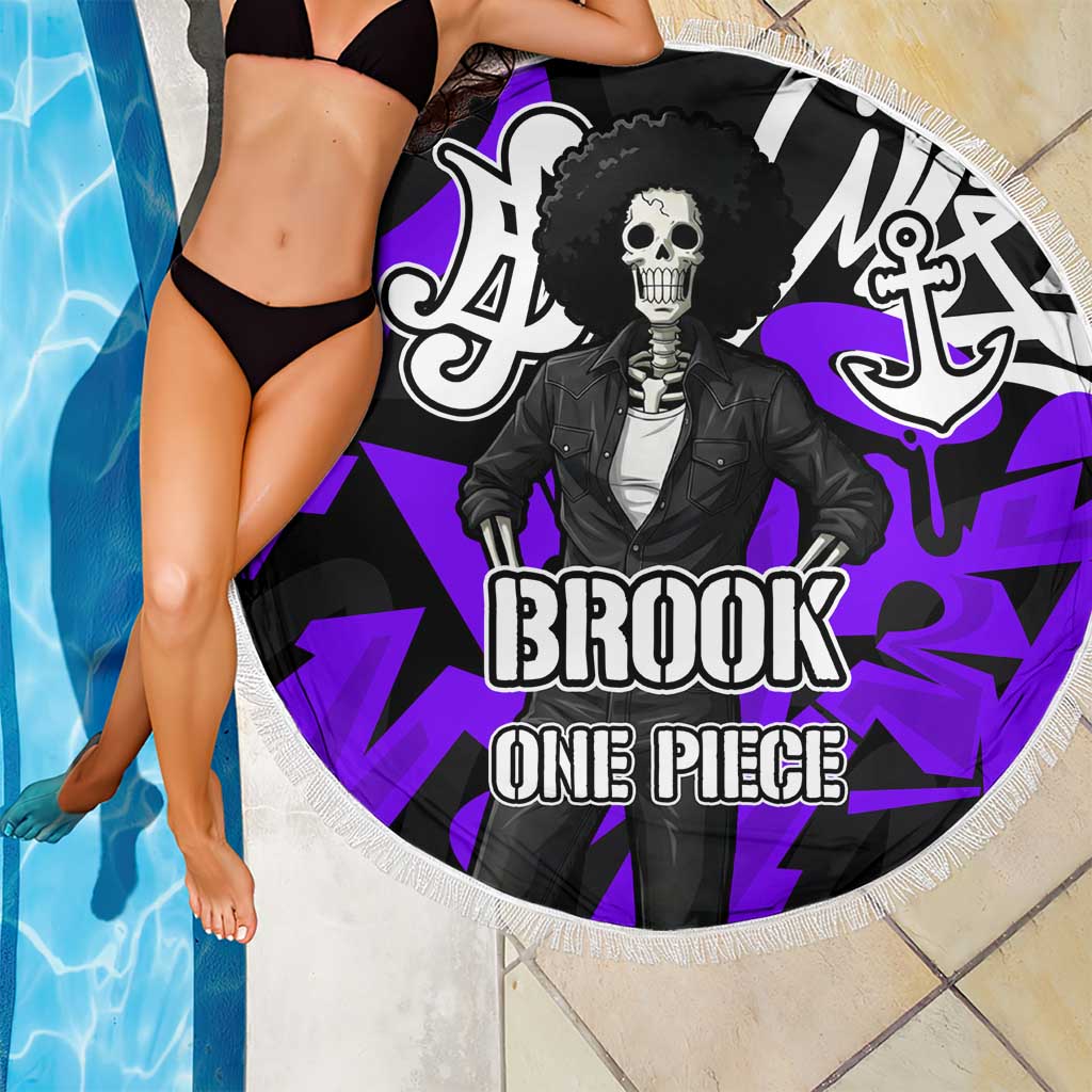 Brook One Piece Beach Blanket Graffiti Street Art Anime Collage