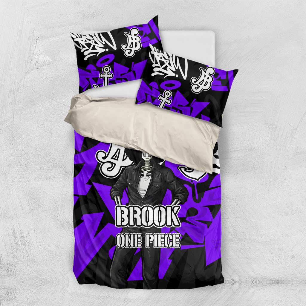Brook One Piece Bedding Set Graffiti Street Art Anime Collage