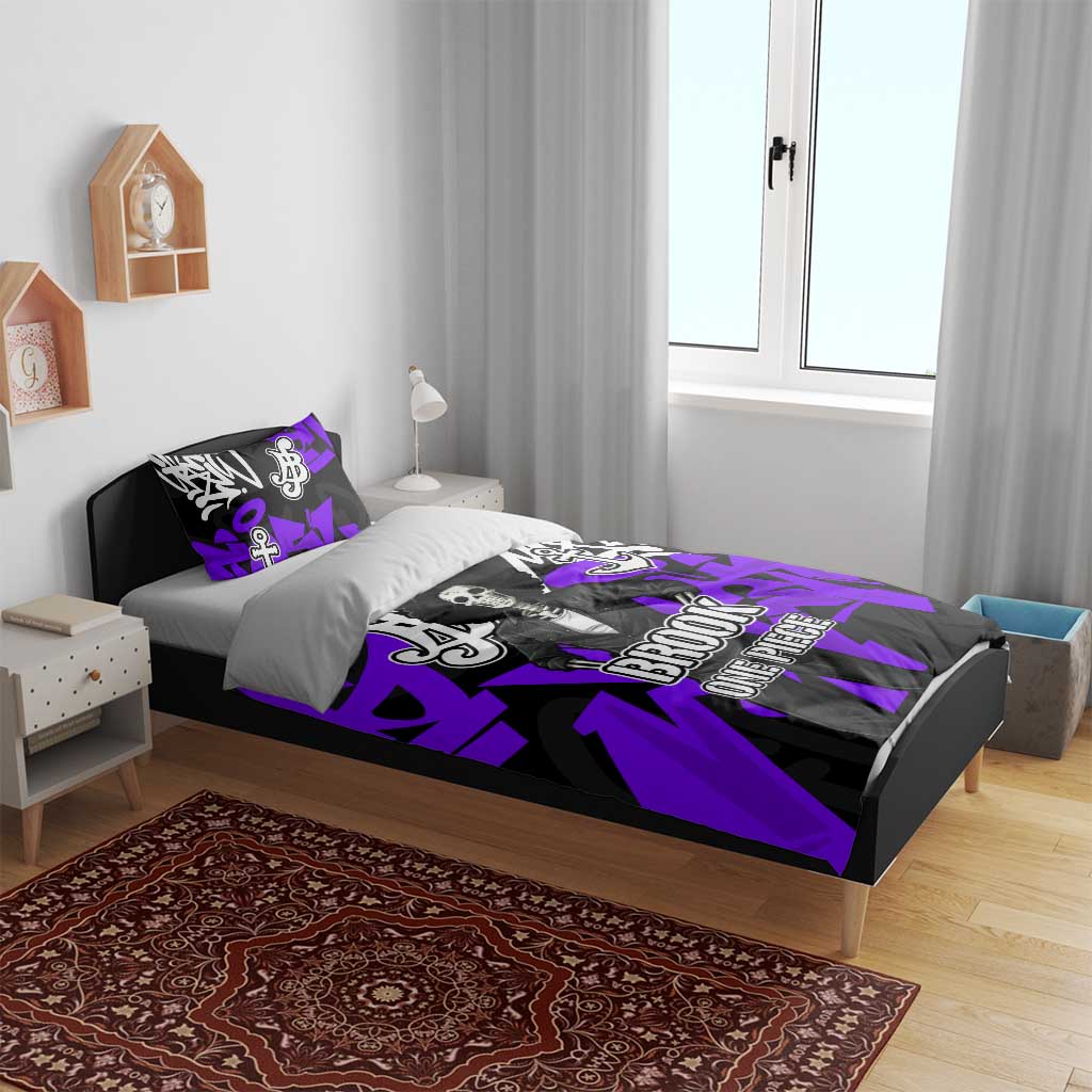 Brook One Piece Bedding Set Graffiti Street Art Anime Collage